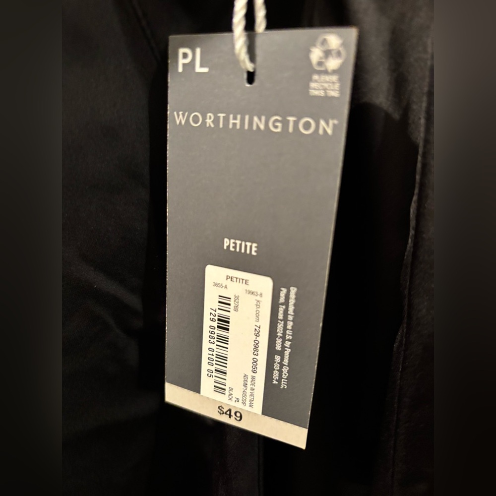 Worthington Black Blouse Petite NWT